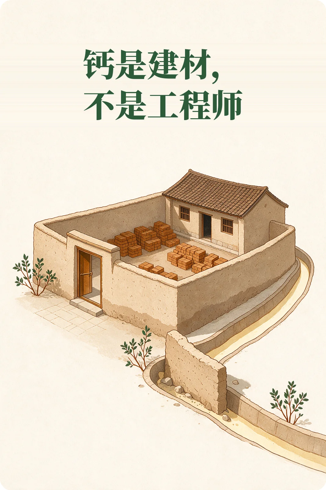 钙只是建材不是工程师——光补钙等于往危房院子堆砖，添血管钙化、肾结石风险